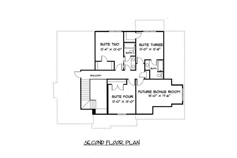 Home Plan - Floor Plan - Upper Floor for Craftsman House Plan #413-138 - 4 bed, 3.5 bath