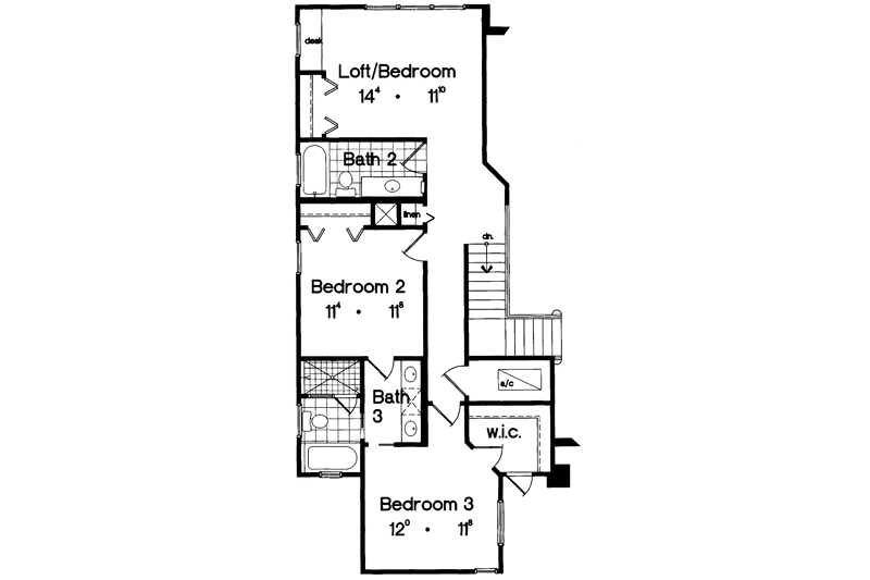 Home Plan - Floor Plan - Upper Floor for Mediterranean House Plan #417-553 - 3 bed, 3.5 bath