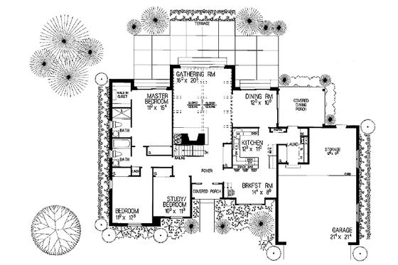 Floor Plan - Main Floor for Ranch House Plan #72-858 - 3 bed, 2 bath