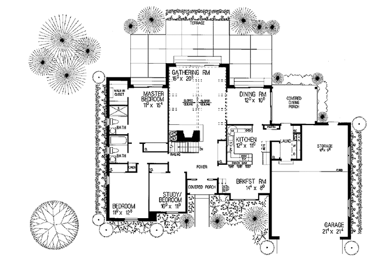 House Blueprint - Floor Plan - Main Floor for Ranch House Plan #72-858 - 3 bed, 2 bath