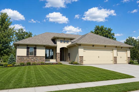 Exterior - Front Elevation 3 for Mediterranean House Plan #20-2174 - 3 bed, 2 bath