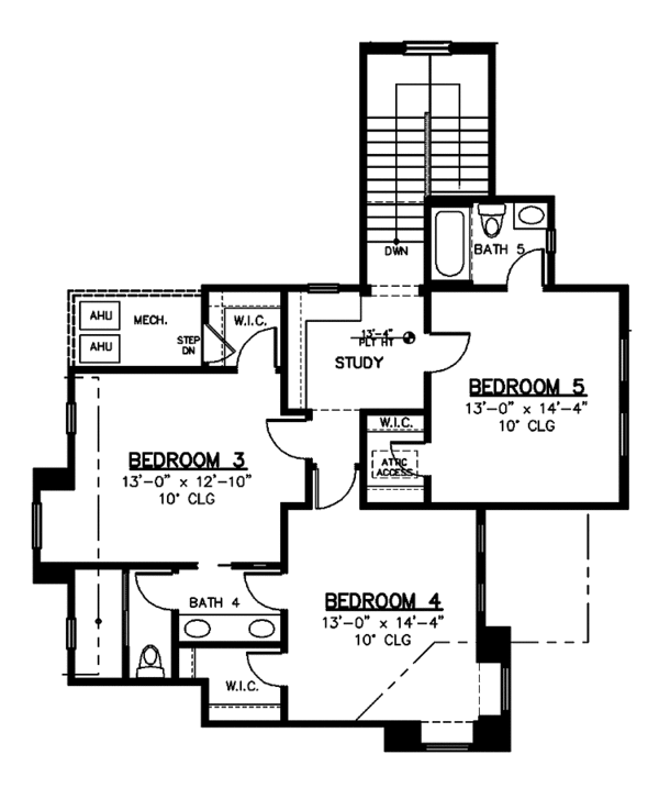 House Blueprint - Mediterranean Floor Plan - Upper Floor Plan #1019-7