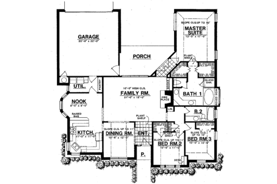 Floor Plan - Main Floor for European House Plan #40-265 - 3 bed, 2 bath