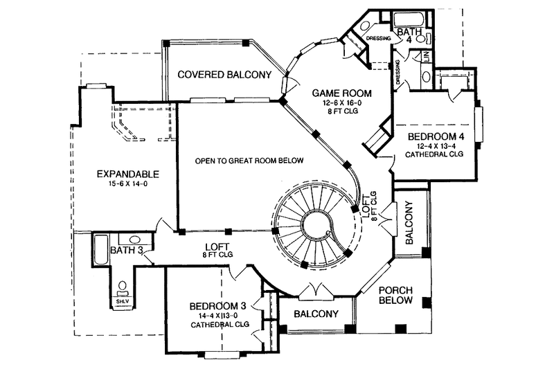 House Design - Floor Plan - Upper Floor for Classical House Plan #952-123 - 4 bed, 4.5 bath