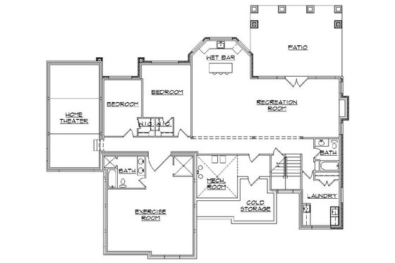 Floor Plan - Lower Floor for Craftsman House Plan #5-259 - 4 bed, 4.5 bath