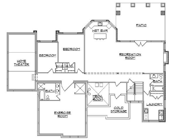 Craftsman Floor Plan - Lower Floor Plan #5-259