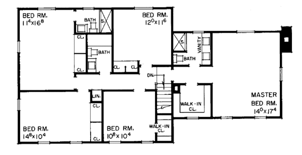 Dream House Plan - Country Floor Plan - Upper Floor Plan #72-565