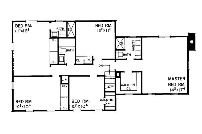 Architectural House Design - Floor Plan - Upper Floor for Country House Plan #72-565 - 5 bed, 3.5 bath