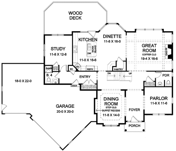 Dream House Plan - Craftsman Floor Plan - Main Floor Plan #328-378