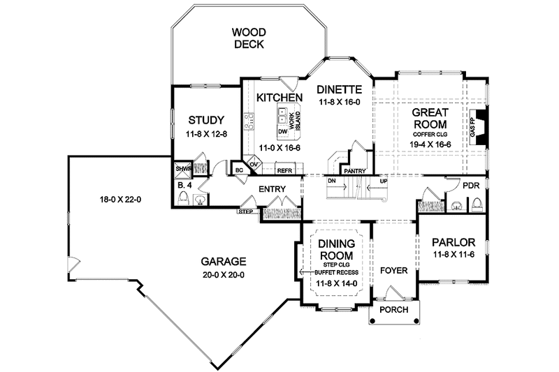 Dream House Plan - Floor Plan - Main Floor for Craftsman House Plan #328-378 - 4 bed, 3.5 bath