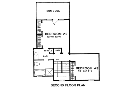 Floor Plan - Upper Floor for Southern House Plan #322-125 - 3 bed, 2.5 bath