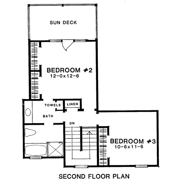 Southern Floor Plan - Upper Floor Plan #322-125