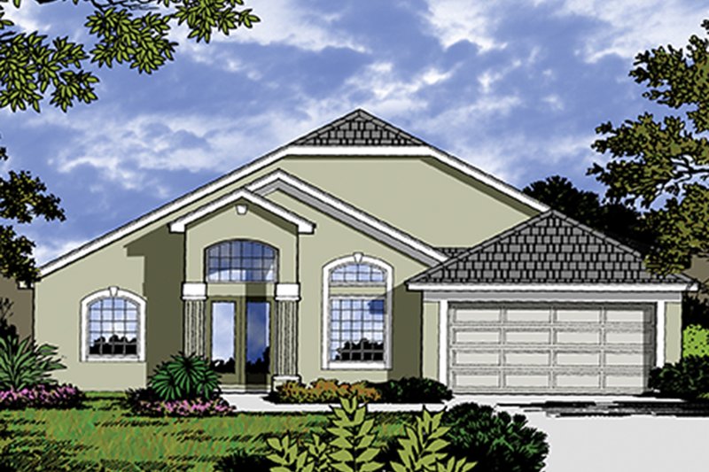 Home Plan - Exterior - Front Elevation 3 for Mediterranean House Plan #417-822 - 4 bed, 2 bath