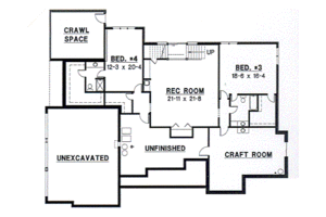 Floor Plan - Lower Floor for Traditional House Plan #67-389 - 4 bed, 4.5 bath