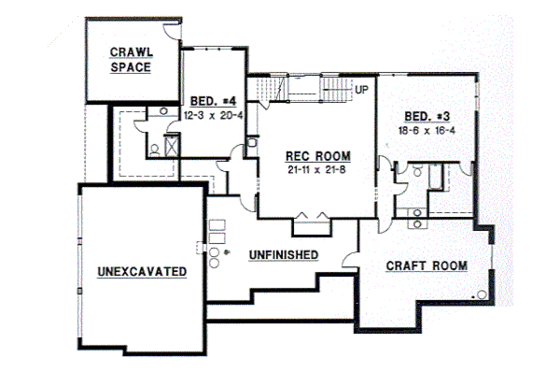 Floor Plan - Lower Floor for Traditional House Plan #67-389 - 4 bed, 4.5 bath
