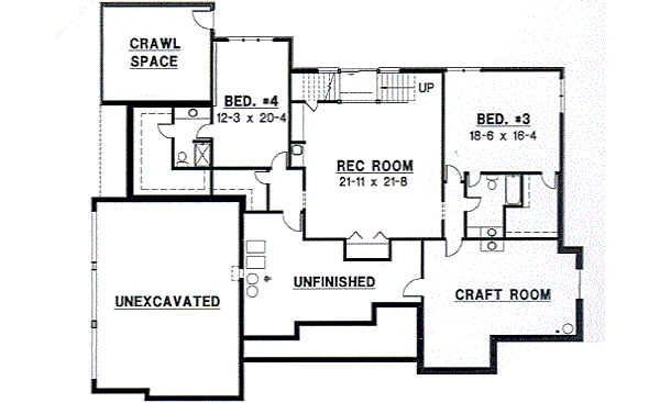 Traditional Floor Plan - Lower Floor Plan #67-389