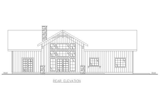 Exterior - Rear Elevation for Craftsman House Plan #117-937 - 2 bed, 2 bath