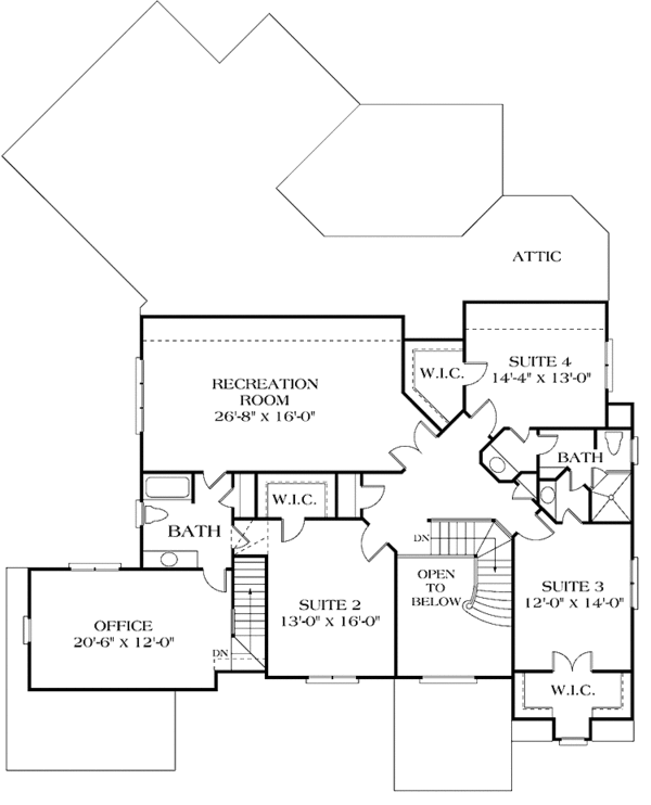 House Blueprint - Traditional Floor Plan - Upper Floor Plan #453-141