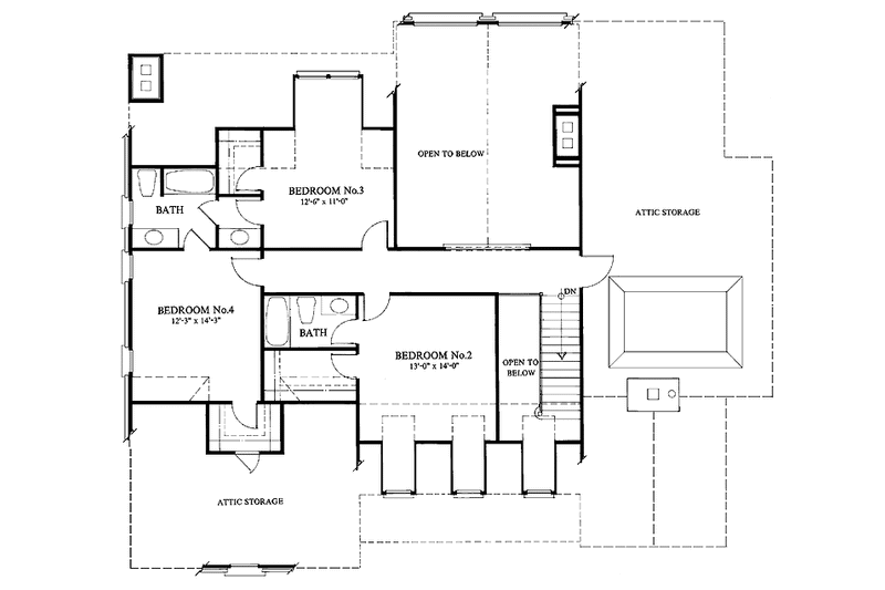 Architectural House Design - Floor Plan - Upper Floor for Country House Plan #429-56 - 4 bed, 3.5 bath