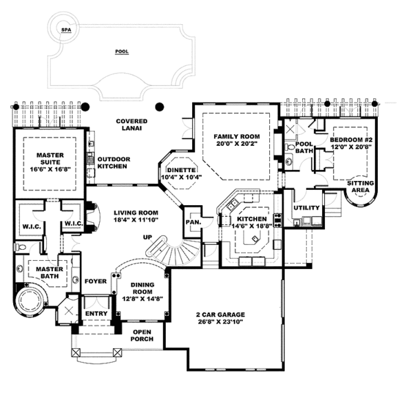 Architectural House Design - Mediterranean Floor Plan - Main Floor Plan #1017-102