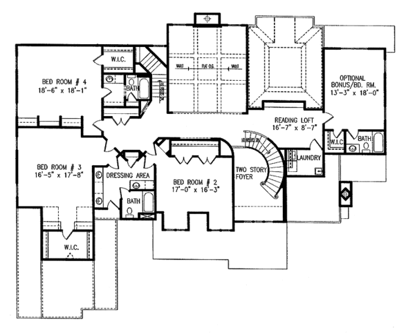 Architectural House Design - Country Floor Plan - Upper Floor Plan #54-183
