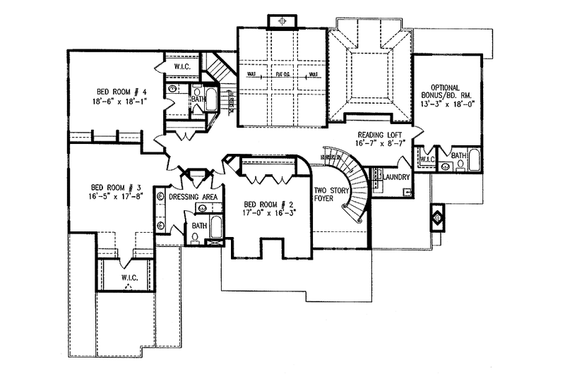 Dream House Plan - Floor Plan - Upper Floor for Country House Plan #54-183 - 4 bed, 3.5 bath