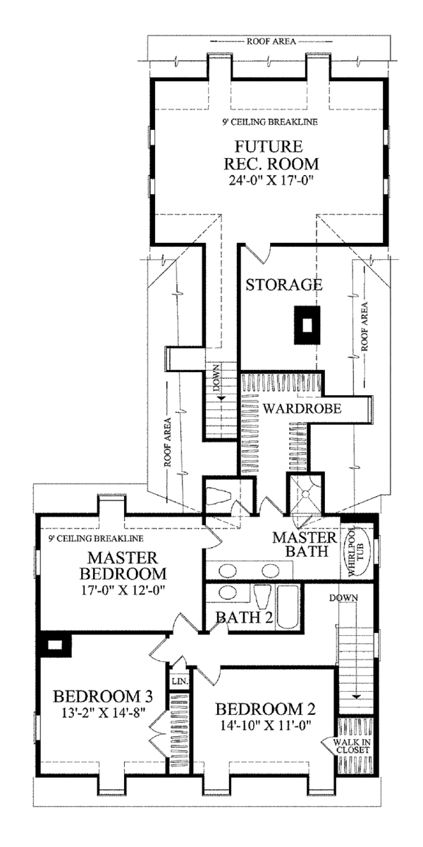 Architectural House Design - Colonial Floor Plan - Upper Floor Plan #137-346