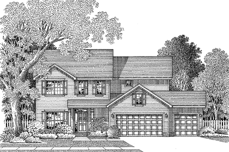 Home Plan - Exterior - Front Elevation 3 for Colonial House Plan #999-80 - 3 bed, 2.5 bath