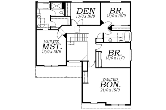 Floor Plan - Upper Floor for Traditional House Plan #130-112 - 3 bed, 2.5 bath