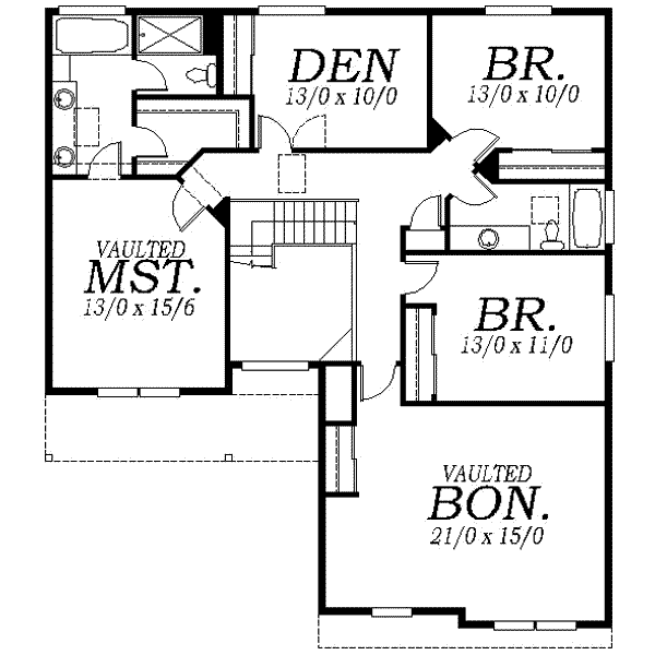 Traditional Floor Plan - Upper Floor Plan #130-112