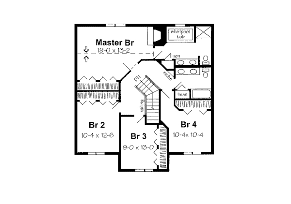 Floor Plan - Upper Floor for Traditional House Plan #312-604 - 4 bed, 2.5 bath