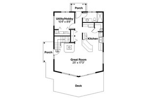 Floor Plan - Main Floor for Cabin House Plan #124-510 - 2 bed, 2 bath