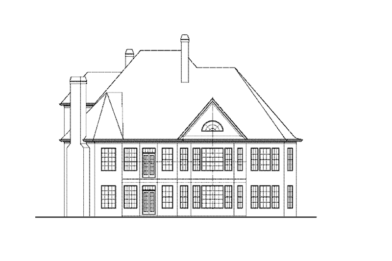 Home Plan - Exterior - Rear Elevation for European House Plan #54-359 - 4 bed, 3.5 bath