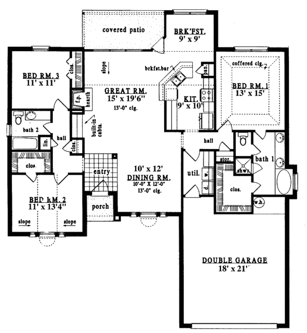 House Plan Design - Ranch Floor Plan - Main Floor Plan #42-591