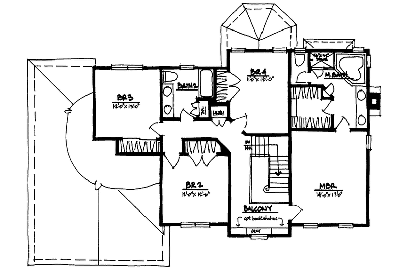 Dream House Plan - Floor Plan - Upper Floor for Colonial House Plan #328-211 - 4 bed, 2.5 bath