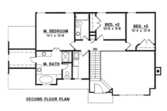 Floor Plan - Upper Floor for Traditional House Plan #67-152 - 3 bed, 2 bath