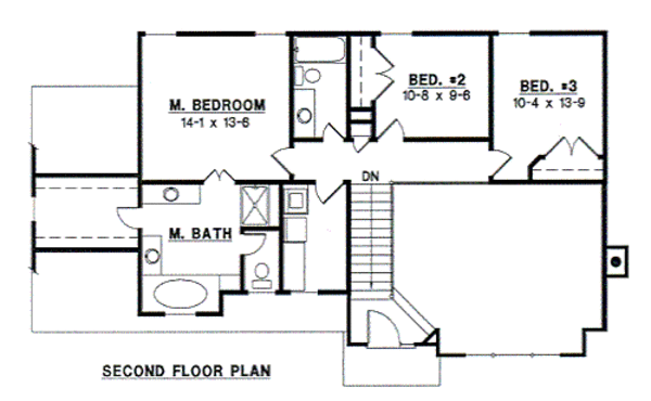 Traditional Floor Plan - Upper Floor Plan #67-152