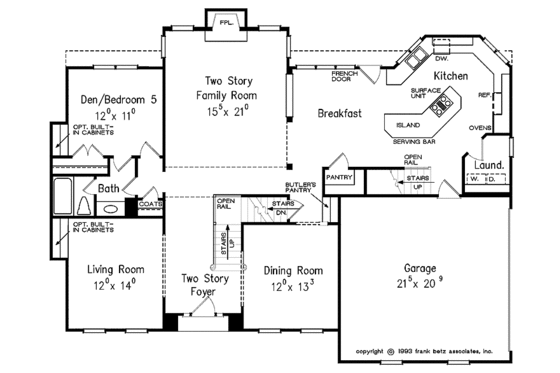 Floor Plan - Main Floor for Classical House Plan #927-60 - 5 bed, 4 bath