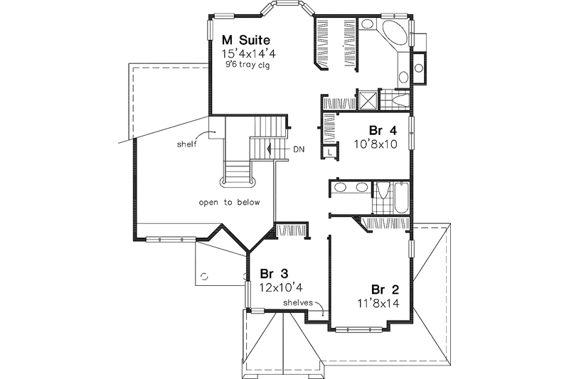 Home Plan - Floor Plan - Upper Floor for Country House Plan #320-645 - 4 bed, 3 bath