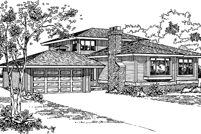 Dream House Plan - Exterior - Front Elevation 3 for Prairie House Plan #47-955 - 3 bed, 3 bath