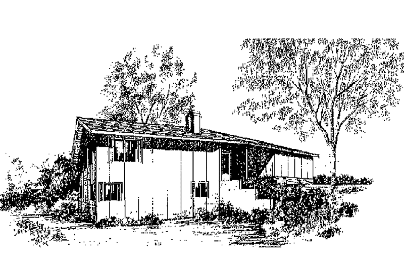 Home Plan - Exterior - Front Elevation 3 for Contemporary House Plan #60-910 - 3 bed, 2 bath