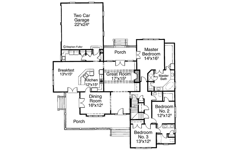 Architectural House Design - Floor Plan - Main Floor for Ranch House Plan #429-208 - 3 bed, 2.5 bath