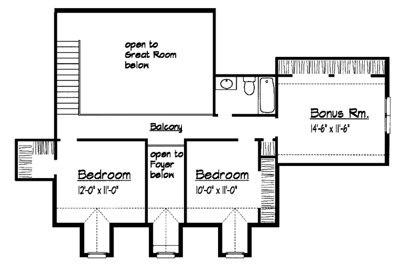 Architectural House Design - Floor Plan - Upper Floor for Country House Plan #1051-19 - 3 bed, 3 bath