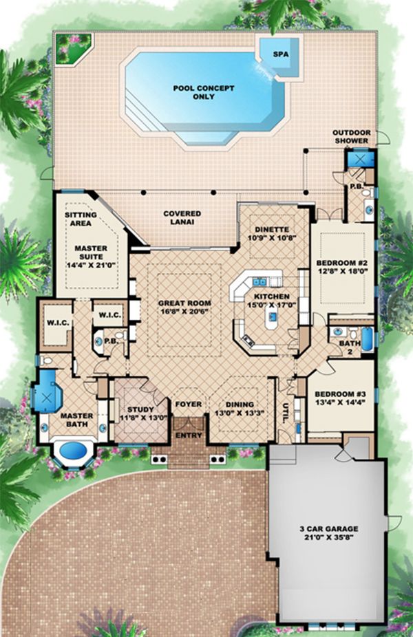 Beach Floor Plan - Main Floor Plan #27-513