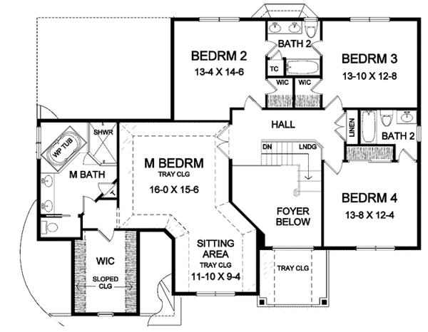 House Design - Traditional Floor Plan - Upper Floor Plan #328-388
