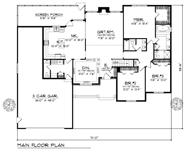 Architectural House Design - Traditional Floor Plan - Main Floor Plan #70-331