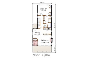 Floor Plan - Main Floor for Craftsman House Plan #79-303 - 3 bed, 2.5 bath