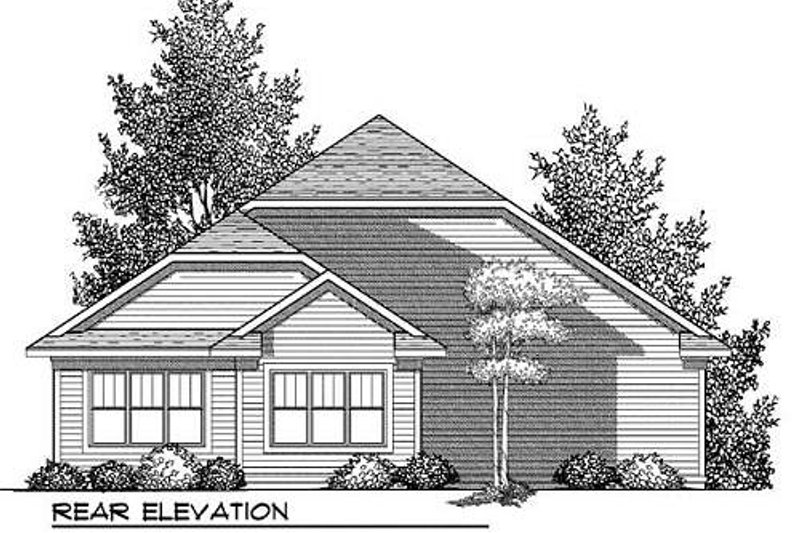 Home Plan - Exterior - Rear Elevation for Bungalow House Plan #70-905 - 2 bed, 2 bath