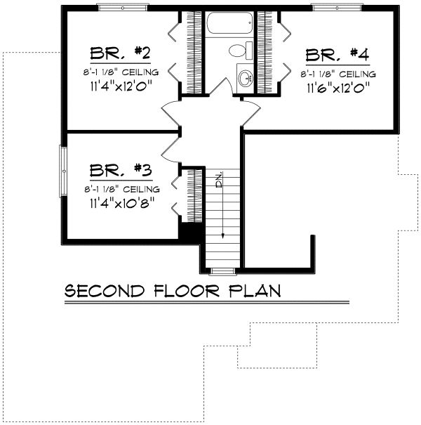 Traditional Floor Plan - Upper Floor Plan #70-1163
