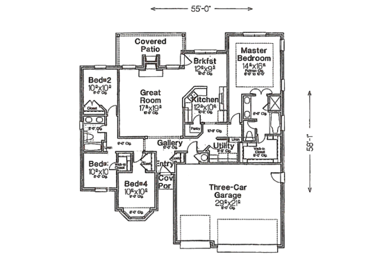 Floor Plan - Main Floor for European House Plan #310-971 - 3 bed, 2 bath